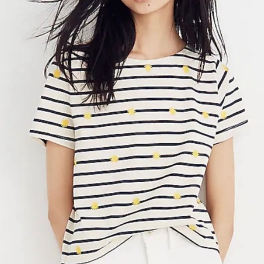 Madewell - 100% Cotton embroidered sun crop t-shirt